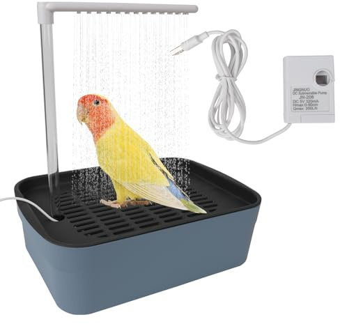 TOWEBOORY Baignoire pour Oiseaux, Baignoire de Circulation d'eau pour Perroquet Bac de Douche Automatique pour Perroquets, avec Câble USB, pour Perruche, Cacatoès, Perroquet, Oiseau