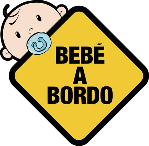 Adhesivo. Pegatina coche Bebé a Bordo 15 x 15 cm. Vinilo fácil aplicación, pegatina coche, camión, furgoneta.
