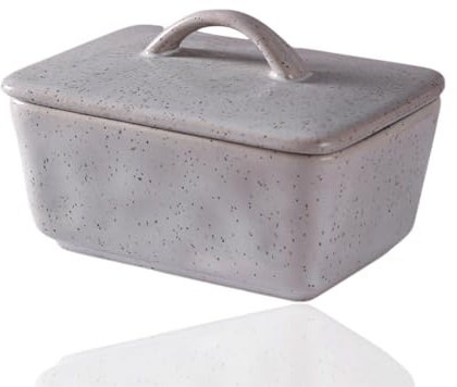 Sightday French Butter Dish with Lid,Ceramic Butter Dish,Decorative Square Butter Container for Your Counter,for Salad Dressing,Jam,Nuts(Grey/450ML)