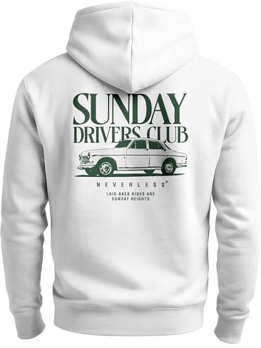 Neverless® Herren Sweatjacke Backprint Sunday Driver Retro Car Grafik Zipjacke Zip-Hoodie Männer Fashion Streetstyle