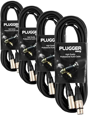 Plugger Câble XLR femelle 3b/mâle 3b 6 m Noir (Paquete de 4)