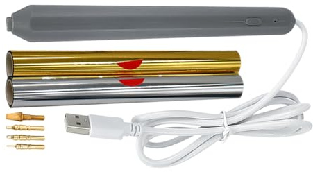 Quorvex Heißfolienstift,mit 4 Metallspitzen USB-betrieben,Heißprägewerkzeug Und Folienfederstift | Für Tagebuchgestaltung, Zeichnen, Kartenbasteln, Lederverarbeitung, Handwerken Und Gravieren