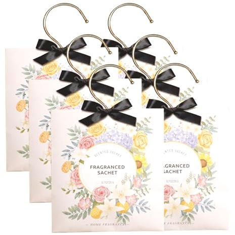 POPOYU Paquete de 6 sobres perfumados para armarios y cajones, sobres colgantes perfumados para armario, ambientador de armario, bolsitas perfumadas con sobres colgantes para armario, coche, fragancia