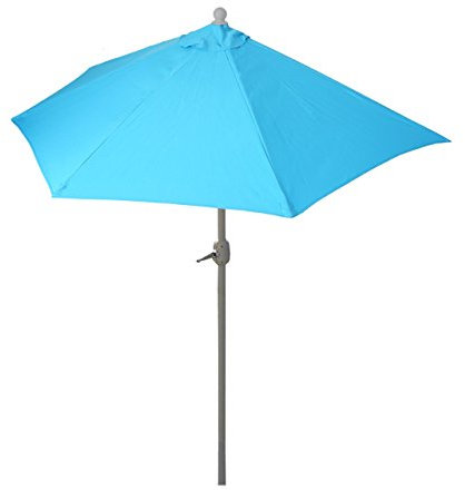 Mendler Sonnenschirm halbrund Parla, Halbschirm Balkonschirm, UV 50+ Polyester/Alu 3kg 300cm ohne Ständer - türkis