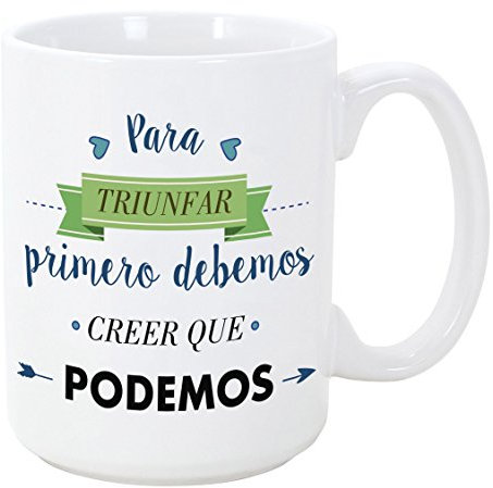 Tazas desayuno originales con frases motivadoras - Para triunfar primero debemos creer que podemos - 350 ml - Tazas con mensajes motivacionales