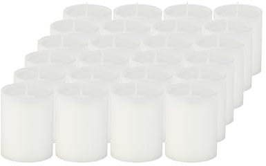 Sovie CANDLES Refill Kerzen Weiß 24 Stück - Kerze in Kunststoff-Hülle - ca. 24 Stunden Brenndauer - Kerzen Deko Innen & Außen - Schützt Glas & Dekoration