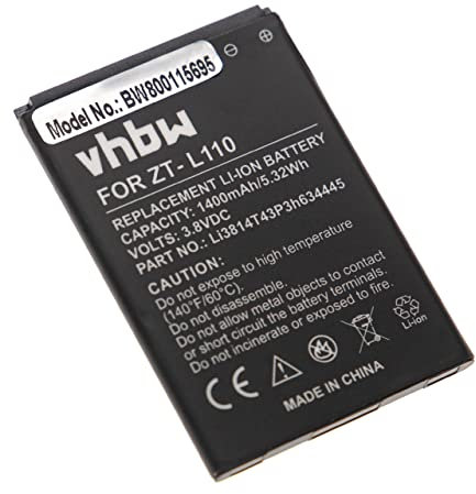 vhbw Akku Ersatz für ZTE Li3814T43P3h634445 für Handy Smartphone Telefon (1400mAh, 3,8V, Li-Ion)