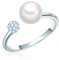 Valero Pearls Damen-Ring 925/-Sterling Silber Süßwasser-Zuchtperle Rund 7 mm weiß/Zirkonia - Silberring offen mit Süßwasserperle Perlenring