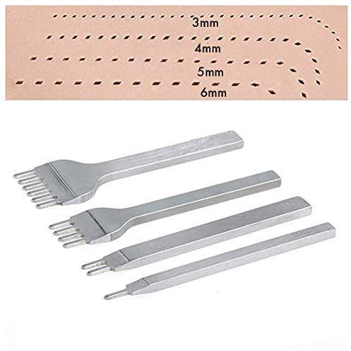 Juego de 4 herramientas de piel para manualidades de 1/2/4/6 puntas, perforadoras de cuero, herramientas de costura de cuero para manualidades