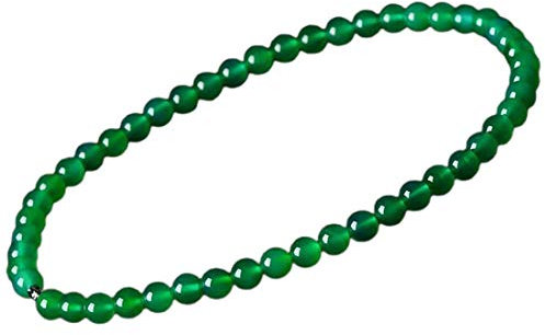 yigedan 8 mm Halskette aus natürlichem grünem Jade-Chalcedon, handgefertigt, Perlenkette