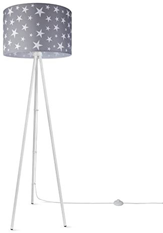 Paco Home Stehlampe Kinder Mädchen Junge Leselampe Kinderzimmer Lampe Stativ Stehleuchte Lampenschirm Stoff Rund E27 Sternenhimmel Babyzimmer