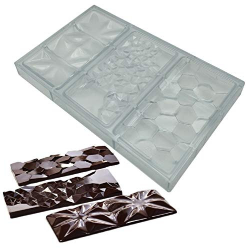 Moule 3 en 1 en polycarbonate pour barre de chocolat Grand plateau à bonbons