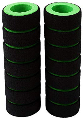 1 par de empuñaduras de manillar de bicicleta, motocicleta, espuma, mango de esponja, color verde, duradero y práctico duradero