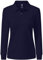MoFiz Women's Long-Sleeve Polo Top Cotton Golf Shirts Plain Classic Pique Polo Shirts Dark Blue Size L