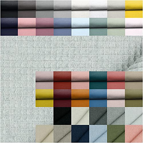 VmG-Store Waffelpique Meterware 25 Farben Waffel Stoff 100% Baumwollstoff Oeko-Tex 100 (Meliert 005 I Lichtgrau, 100 x 150cm)