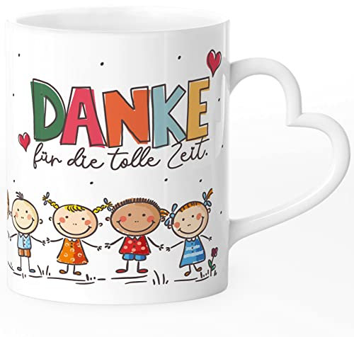 SpecialMe® Tasse mit Herzhenkel Danke Erzieherin Herz kleines Geschenk Abschied Spruch für die tolle Zeit weiß - Herz standard