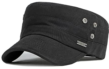 Anshili Unisex Military Cap Baseball Kappe Herren Sport Outdoor Flat Cap (Schwarz)