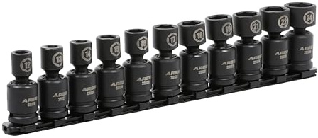 ARES 25125-11-Piece Metric Pinless Universal Swivel Impact Socket Set - 1/2-Inch Drive Swivel Impact Sockets Access Hard to Reach Fasteners – Pinless Design Allows for Smooth Full 360 Degree Action