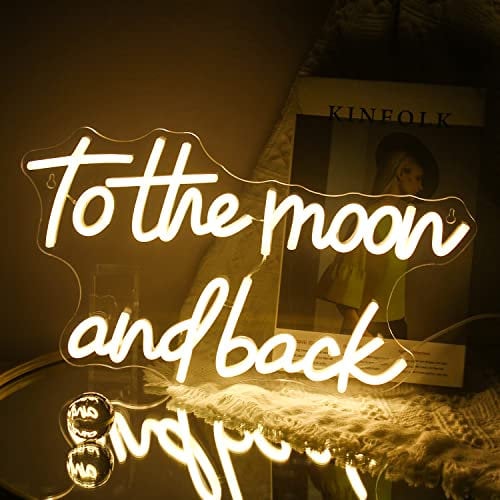 To The Moon and Back Letrero de Neón Letreros de luz de Neón LED Blanco Cálido para Dormitorio pared USB luz Nocturna de Neón Habitación para Habitación de Chico Regalo de Fiesta en Casa