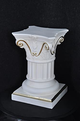 Cinar Colonna decorativa in stile meandro, 55 cm, in stile greco anticato, stile rococò, pilastro barocco, piedistallo dipinto a mano
