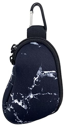 Asthma Inhalator Halter Neopren Schutzhülle Tragbare Tragetasche Reise Inhalator Mini Case Sleeve für L-förmigen Inhalator, Inhalator nicht im Lieferumfang Enthalten, Marmor Schwarz