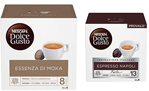 NESCAFÉ DOLCE GUSTO Essenza di Moka Caffè Espresso, 6 Confezioni da 16 capsule (96 capsule) & Espresso Napoli Caffè, 6 Confezioni da 16 capsule (96 capsule)
