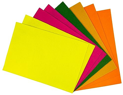 Interdruk - Felt Sheets - DIY Textile Fabrics Craft - 8X A4 Sheets - Fluo Colours