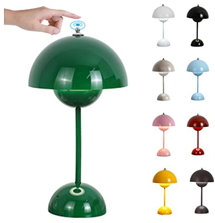 LED Flowerpot Tischlampe Kabellos mit Akku, Touch Dimmbar Flowerpot Lamp Pilz Lampe mit 3 Helligkeitsmodi, Dekorative Retro Schreibtischlampe für Schlafzimmer, Büro, Wohnzimmer ( Size : USB-Touch , C