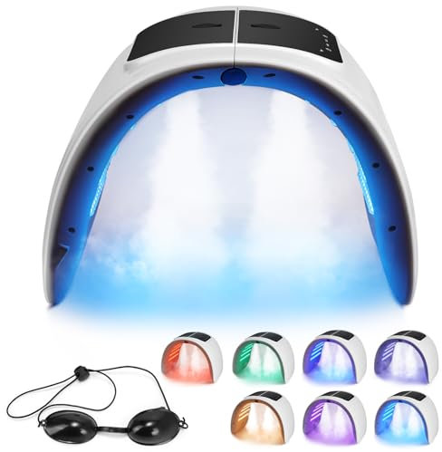 Masque LED Visage 7 Couleurs: Pliable Masque Luminothérapie Visage avec Fonction Spray - Masque Facial LED Pour Anti-âge Rajeunissement