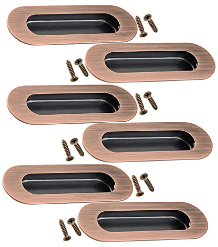 Verdeckte Türgriffe,Schiebetürgriffe Versteckter Griff, Edelstahl-Muschelgriff, Griff, Fingerzug, Schiebetürgriff for Tor, Küchenschrank, Schrank, Schublade (Länge 120 mm, Schwarz-6) ( Color : Red Bro