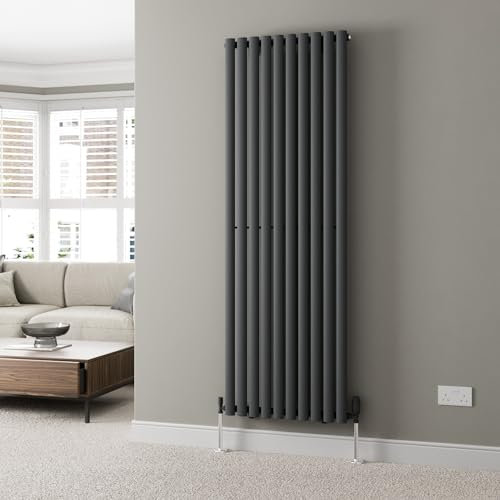 Radiant Living Designer Radiator Anthracite Vertical Oval Column Single Panel Rad 1800x600mm