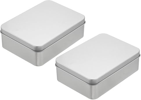 QUARKZMAN Metalldosen mit Deckel, 2 Stk. Kleine Blechdose 125 * 90 * 40mm Metalldose für Süßigkeiten und kleinen Gegenständen - Silber