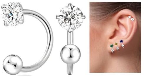 Winzige 3mm Birthstone Ohrringe für Frauen Teenager Mädchen kleine Huggie Hälfte Hoop winzige Knorpel hypoallergene Ohrstecker Schraube Ohrringe
