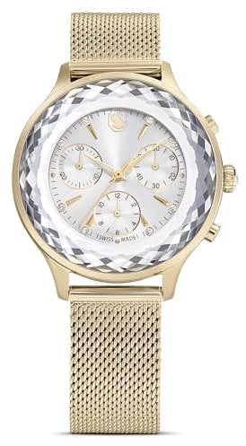 Swarovski Montre Nova Chrono, Fabriqué en Suisse, Bracelet en métal, Ton doré, Finition Champagne doré