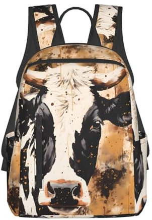 MMSJSBVY Leichter Rucksack mit Kuhfell-Druck, große Kapazität, Schultasche für Schule, Arbeit, Reisen, Kuhfell-Aufdruck 1, One size