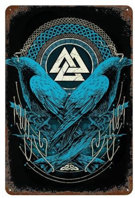 YXWOYNHY Odin Raven Wikinger Valknut Poster, Wanddekoration, Kunst, Metallblechposter, moderne Wohnkultur, Kunst, Metallposter, Hausbar, Ladendekorationen, Vintage-Schild, Geschenk, 30 x 20 cm