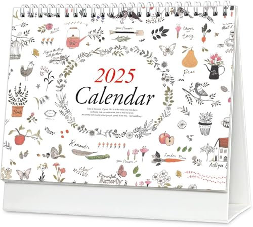 Schreibtisch Pad Kalender, September 2024 - Dezember 2025, Monatlich, Tagesplaner, Akademischer Jahresplaner für Schule, Büro, Zuhause, Twin Wire, 21,8 x 17 cm (White)