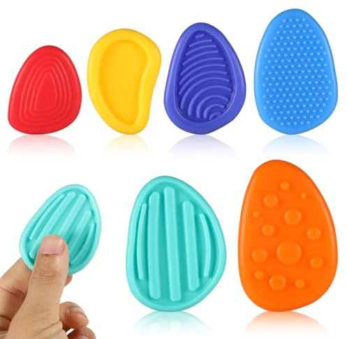 6 Stück Handschmeichler, Weiche Handschmeichler Beruhigungsspielzeug für Kinder Strukturierte Farbige Handschmeichler aus Silikon für Kinder und Schüler Stressabbau Spielzeug