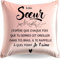 NALKEEZ Coussin Cadeau Velours Rose avec Message D’Amour pour Sœur – Idée Originale Anniversaire, Fête, Noël