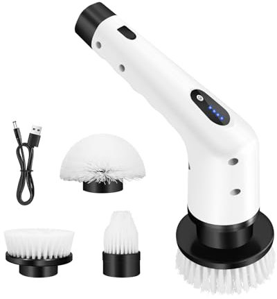 Verbesserte Leistungsstarke Elektrische Reinigungsbürste mit LED-Power-Anzeige, Fugenreiniger Elektrisch,Rotierende Bürste mit 3 Bürstenköpfe, 2 Modi,Fugenreiniger für Küche,Bad,Fliesen,Waschbecken