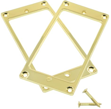 Kemcatui 2 flache Humbucker-Tonabnehmerringe, goldene Humbucker-Montageplatte, E-Gitarre, Humbucker-Ring, Ersatz