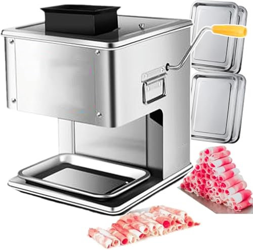 DMBBSAPBSH Manueller Fleischschneider für Rippen, Maschine zum Zerkleinern von Fleisch mit Kurbel, automatischer Aufschnittmaschine für Schweinefleisch ohne Knochen, Rind, Lamm, Gurken