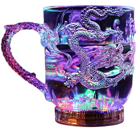 Light up Drinking Glasses - Glow in The Dark Cups, Acrylic Color Changing Coffee Mug | Water Activated Glowing Wine Glasses, Perfect for Christmas, Halloween, Holiday and Party Events