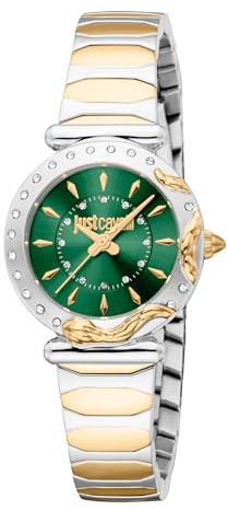 Just Cavalli Damenuhr Analog Quarz mit Edelstahlarmband JC1L363M0075, Flaschengrün, Mode