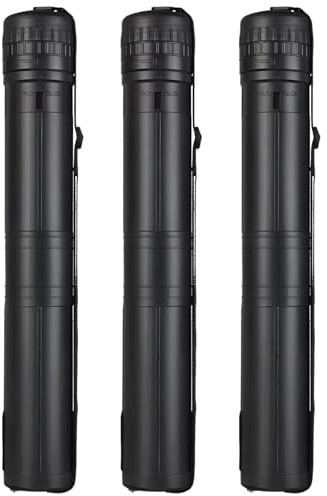 OKSTENCK 3 Piece Drawing Tube Blueprint Case, Length Adjustable 17.3‘ - 29.7’, Poster Tube with Shoulder StrapRetractable Art Plastic TubeBlack Storage Tube, Waterproof and Lightproof