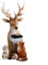 HEIBTENY Rehkitz Gartenstatue aus Kunstharz Solar Garten Figur Reh Igel Baum Statue Ornament Dekoration mit LED Beleuchtung 20x10x8cm