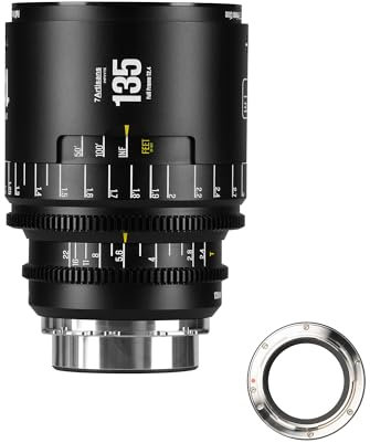Obiettivo cinematografico manuale professionale full frame 7artisans 135 mm T2.4 serie Infinte, compatibile con attacco PL per fotografia e riprese video, nero