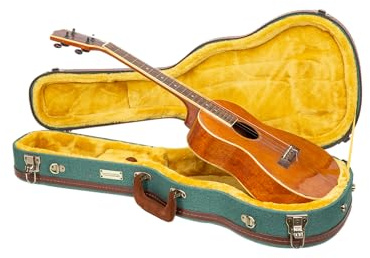 Crossrock Master Series Baritone Ukulele Case for 30'' & 31'' | Malachite Blue Eco Tweed Fabric, Re-Engineered Shell, Backpack Straps & Leather Handle, Gold Velvet Interior