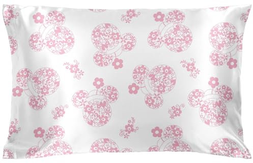 Jay Franco Disney Minnie Mouse Satin Pillowcase - Standard Size 50x75 cm Silky Soft Pink Floral Premium Pillow Cover