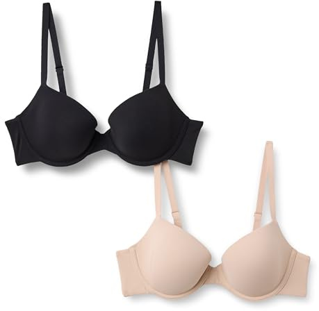 Amazon Essentials Women's Microfibre Demi-Cup Bra, Pack of 2